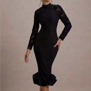Elegant Black Long Sleeve Dress